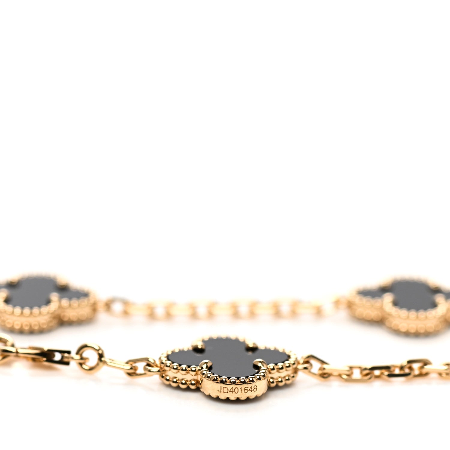 Van Cleef & Arpels 18K Yellow Gold Black Onyx 10 Motifs Vintage Alhambra Necklace 5 of 7