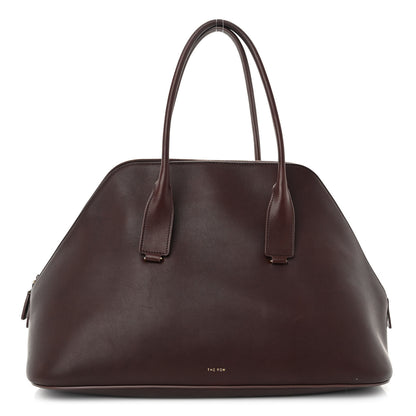 The Row Polished Saddle Calfskin Large Devon Bag Burgundy 1 of 9