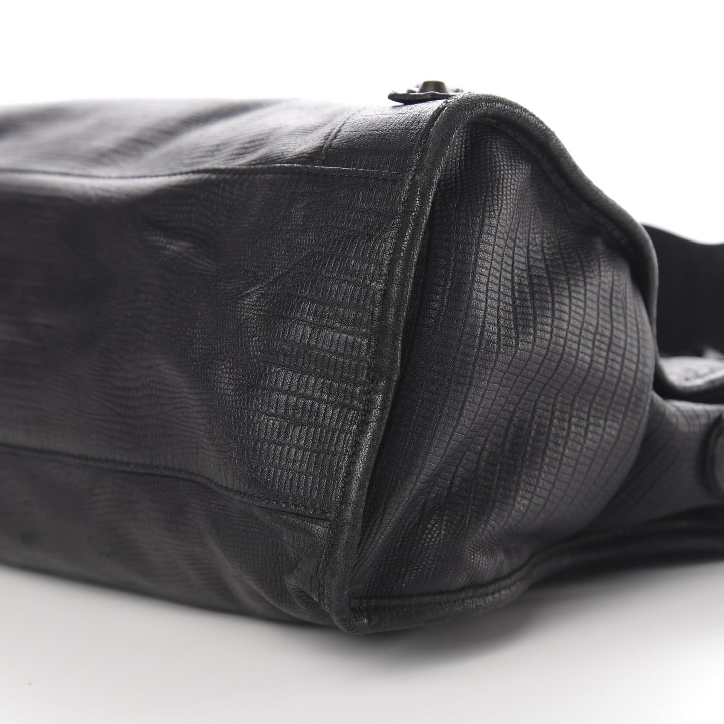 Agneau Lizard Embossed Classic Hardware City Black