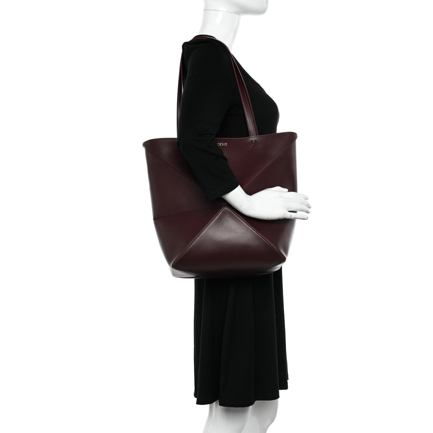 Loewe Shiny Calfskin Medium Puzzle Fold Tote Dark Burgundy 2 of 10