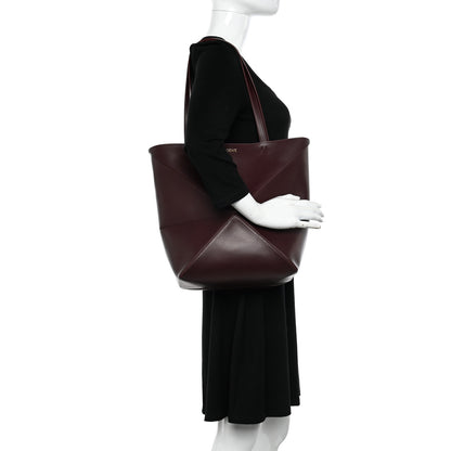 Loewe Shiny Calfskin Medium Puzzle Fold Tote Dark Burgundy 2 of 10