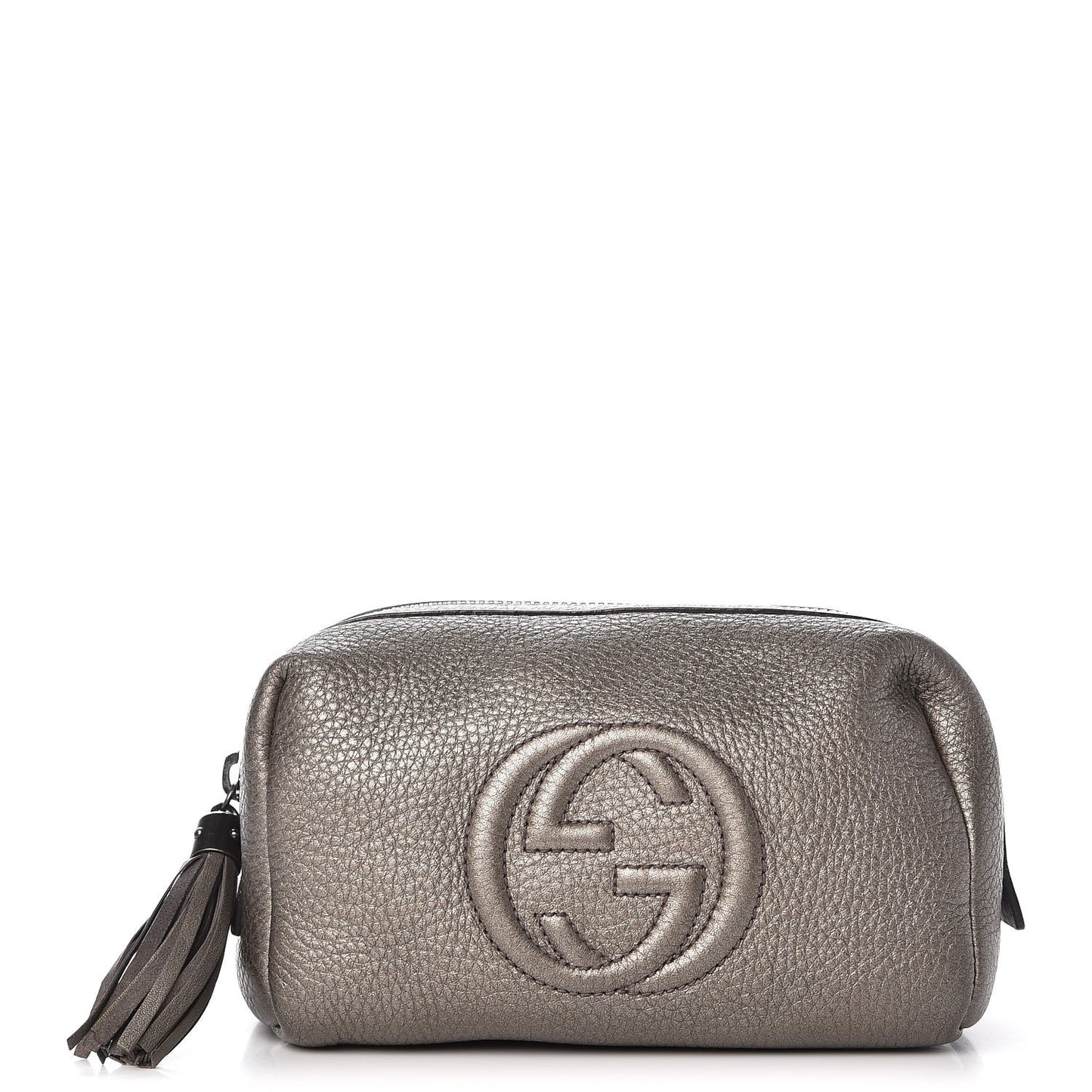Metallic Pebbled Calfskin Medium Soho Cosmetic Case Sasso