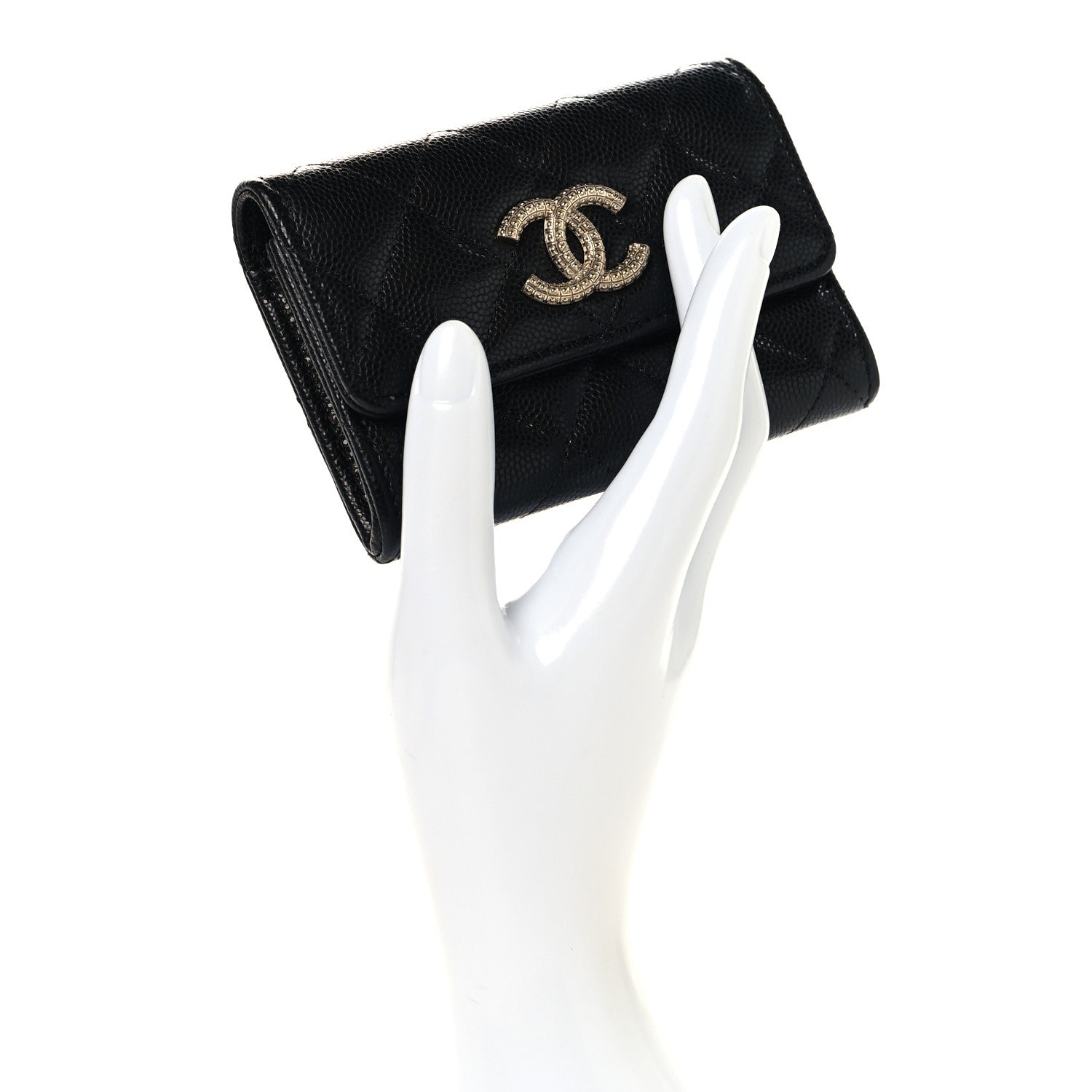 Chanel Caviar Quilted CC Glitter Flap Card Holder Black Black 2 of 8