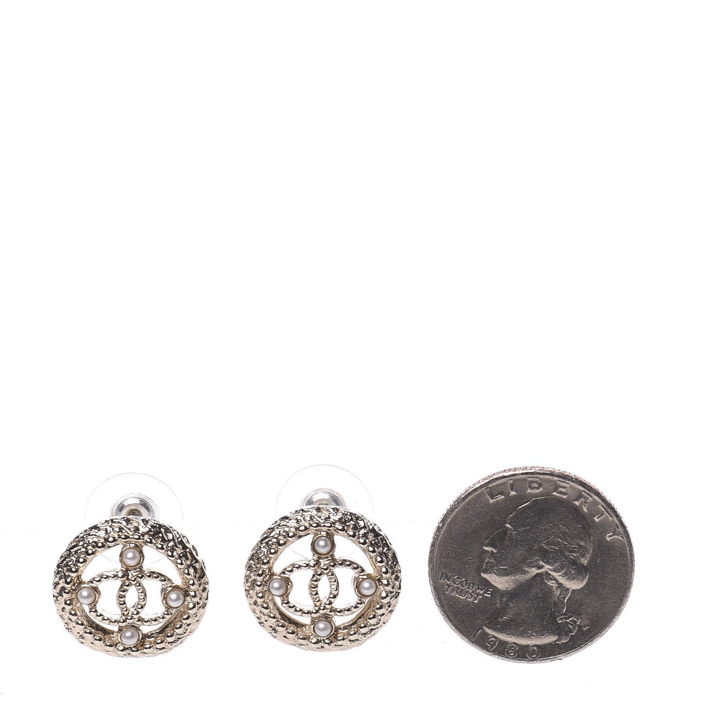 Pearl CC Round Rope Earrings Gold