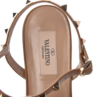 Valentino Garavani Calfskin Nappa Rockstud Gladiator Flat Sandals 38 Bright Cognac 7 of 8