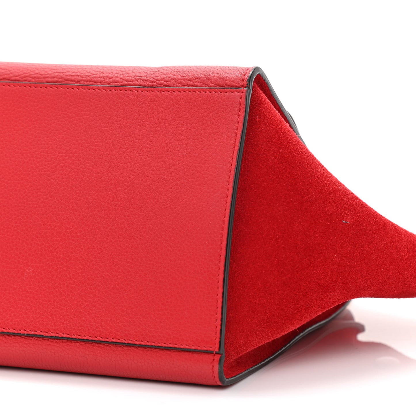 Drummed Calfskin Suede Small Trapeze Coquelicot