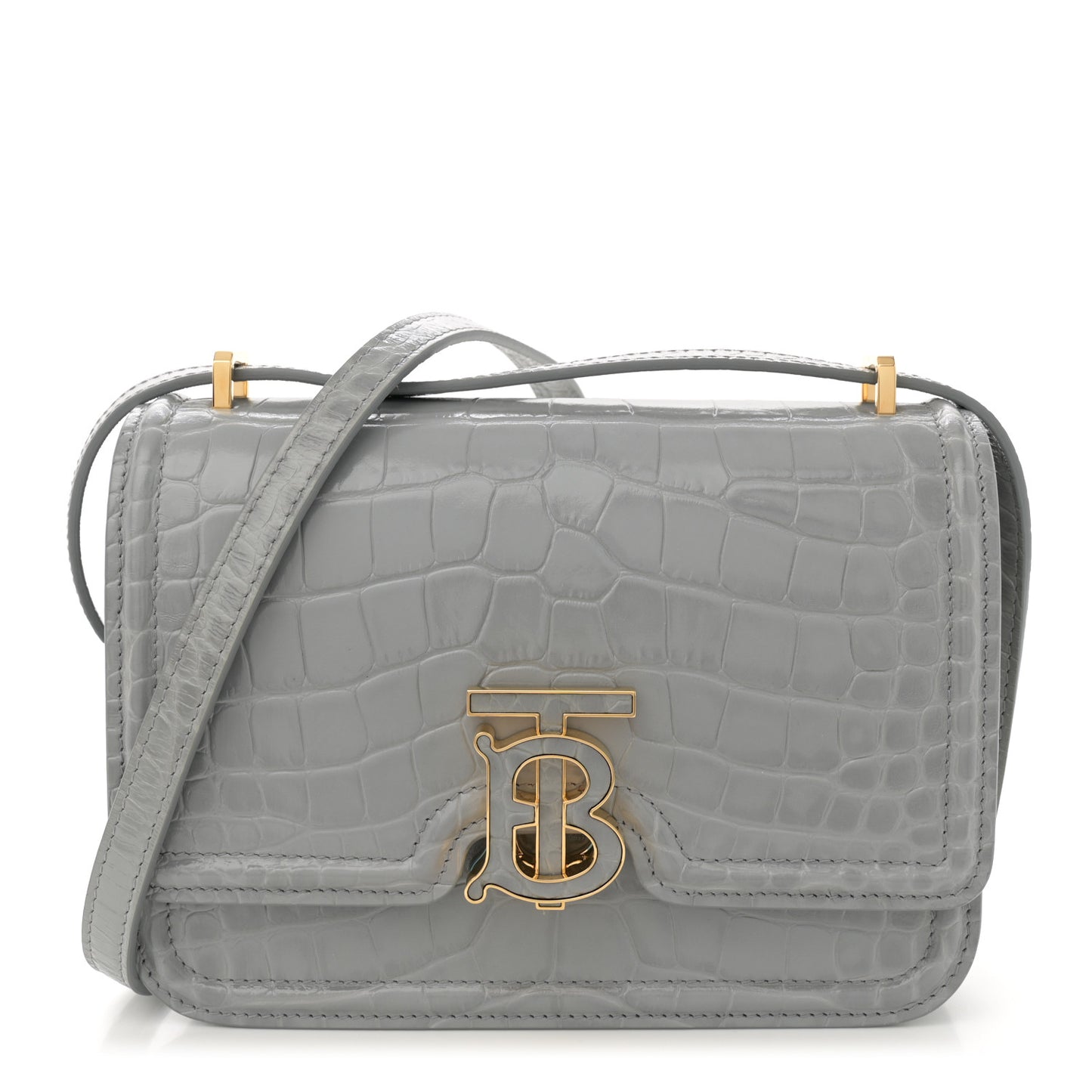 Crocodile Embossed Small TB Bag Cloud Grey