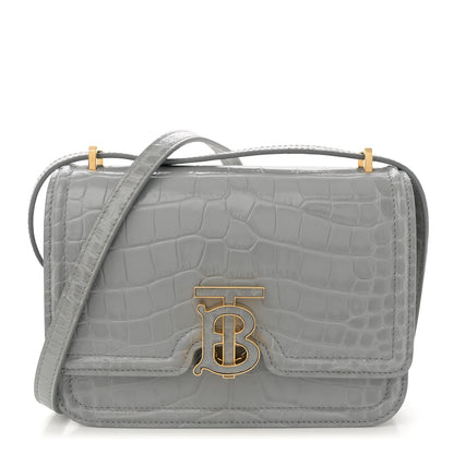 Burberry Crocodile Embossed Small TB Bag Cloud Grey 1 of 10