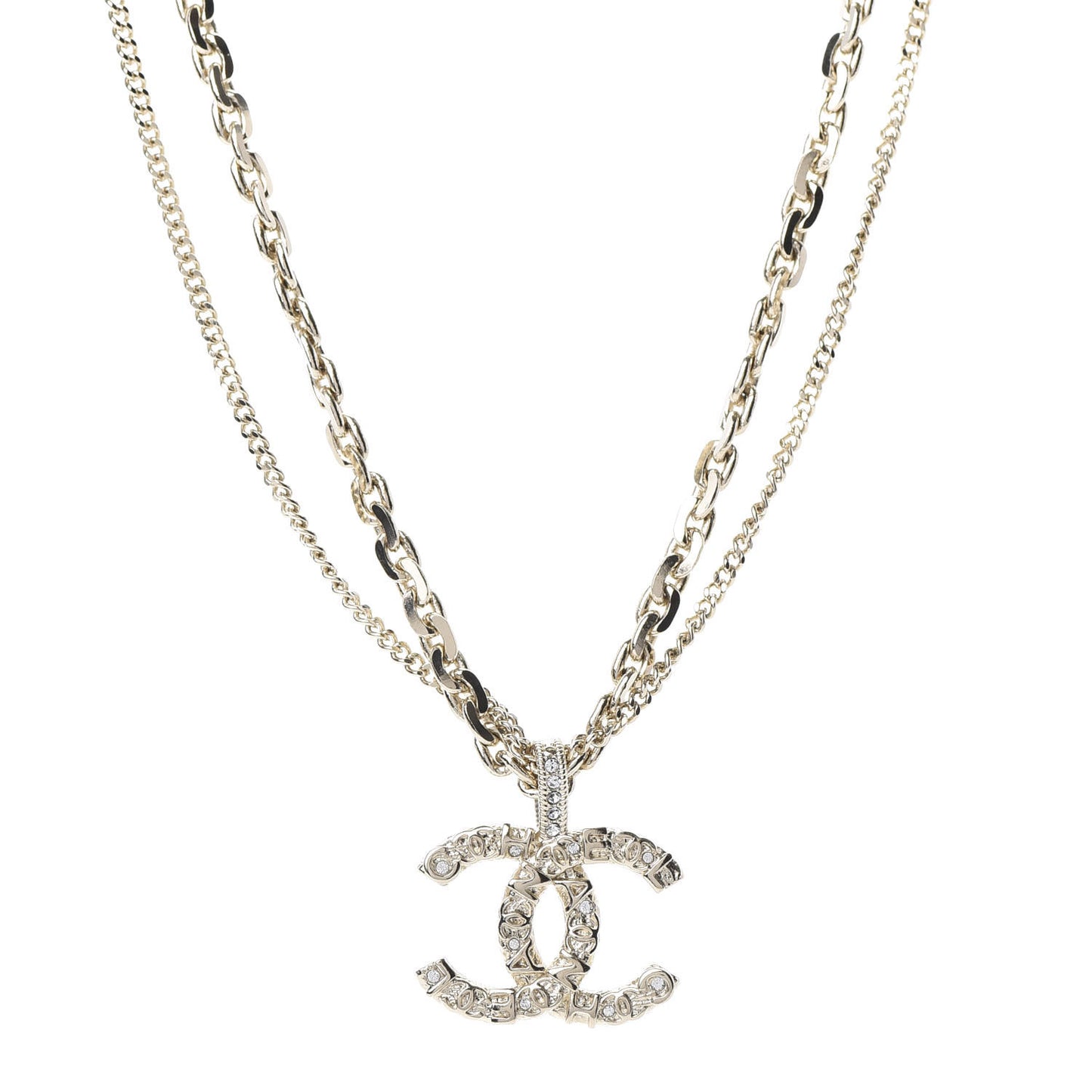 Crystal CC Multi Strand Chain Necklace Gold