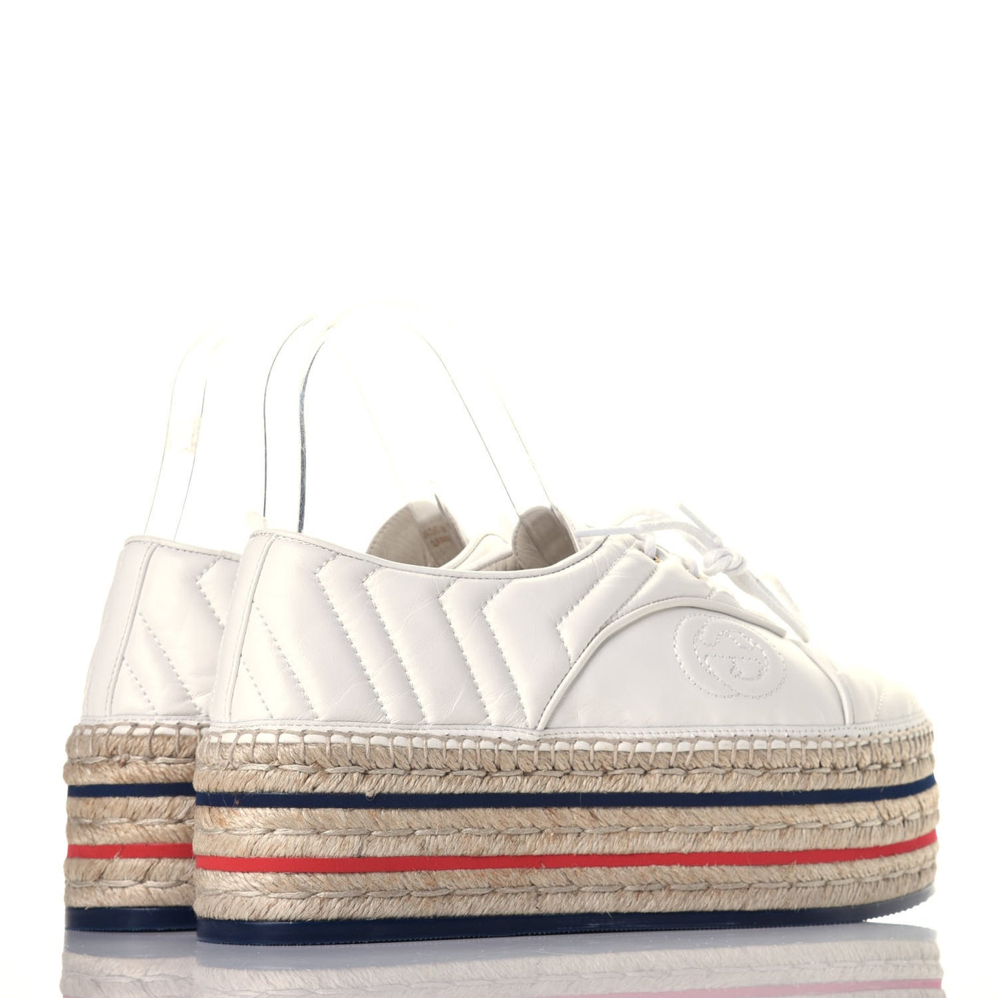 Nappa Matelasse GG Pilar Flatform Lace-Up Espadrilles 39 Great White