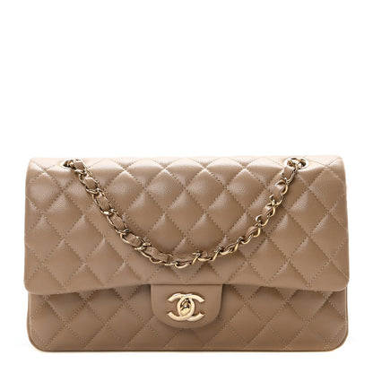 Chanel Caviar Quilted Medium Double Flap Dark Beige 1 of 11