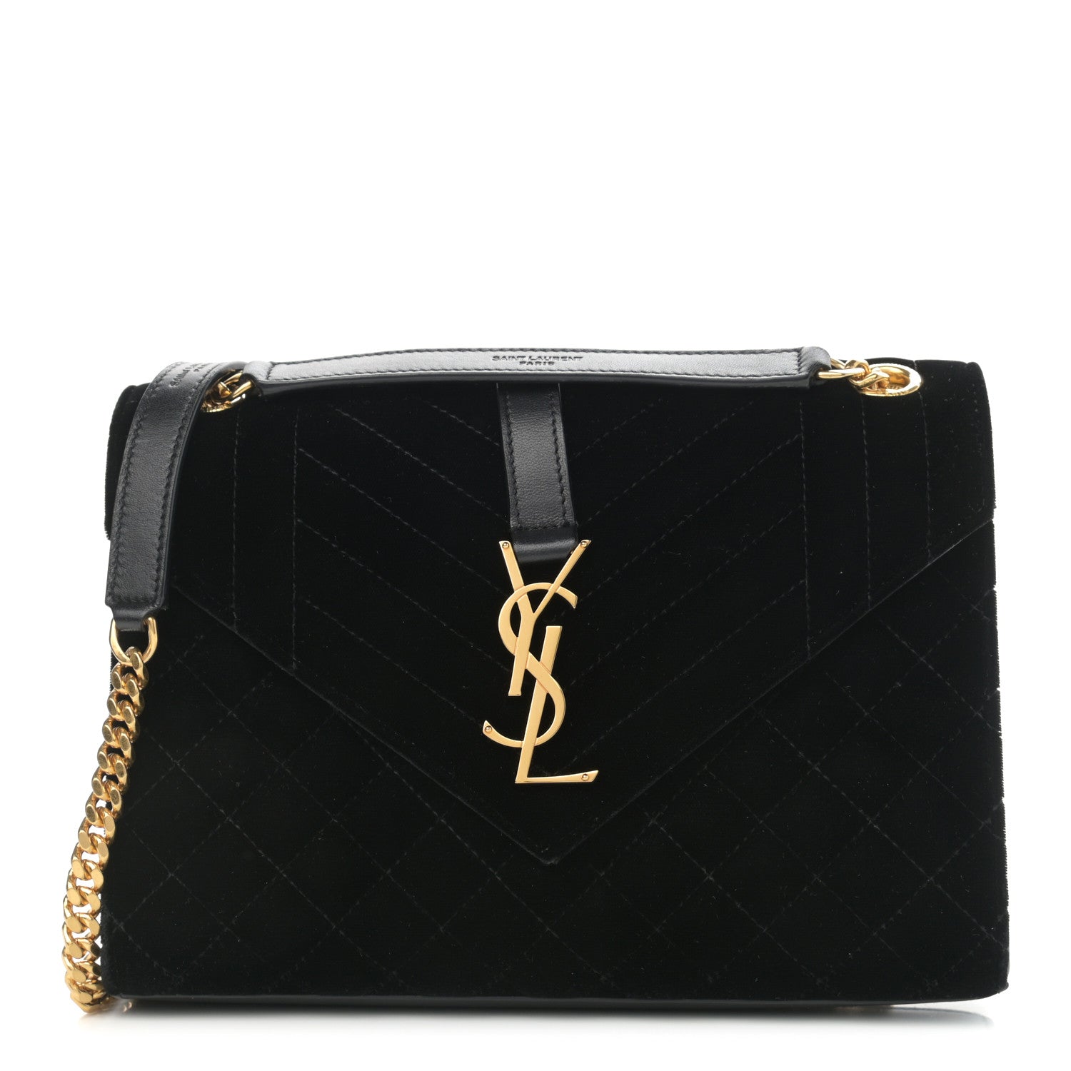 Saint Laurent Velvet Tri-Quilt Monogram Medium College Bag Black 1 of 14
