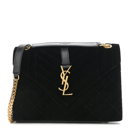 Saint Laurent Velvet Tri-Quilt Monogram Medium College Bag Black 1 of 14