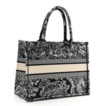 Christian Dior Canvas Embroidered Medium Toile De Jouy Reverse Book Tote Blue 3 of 10