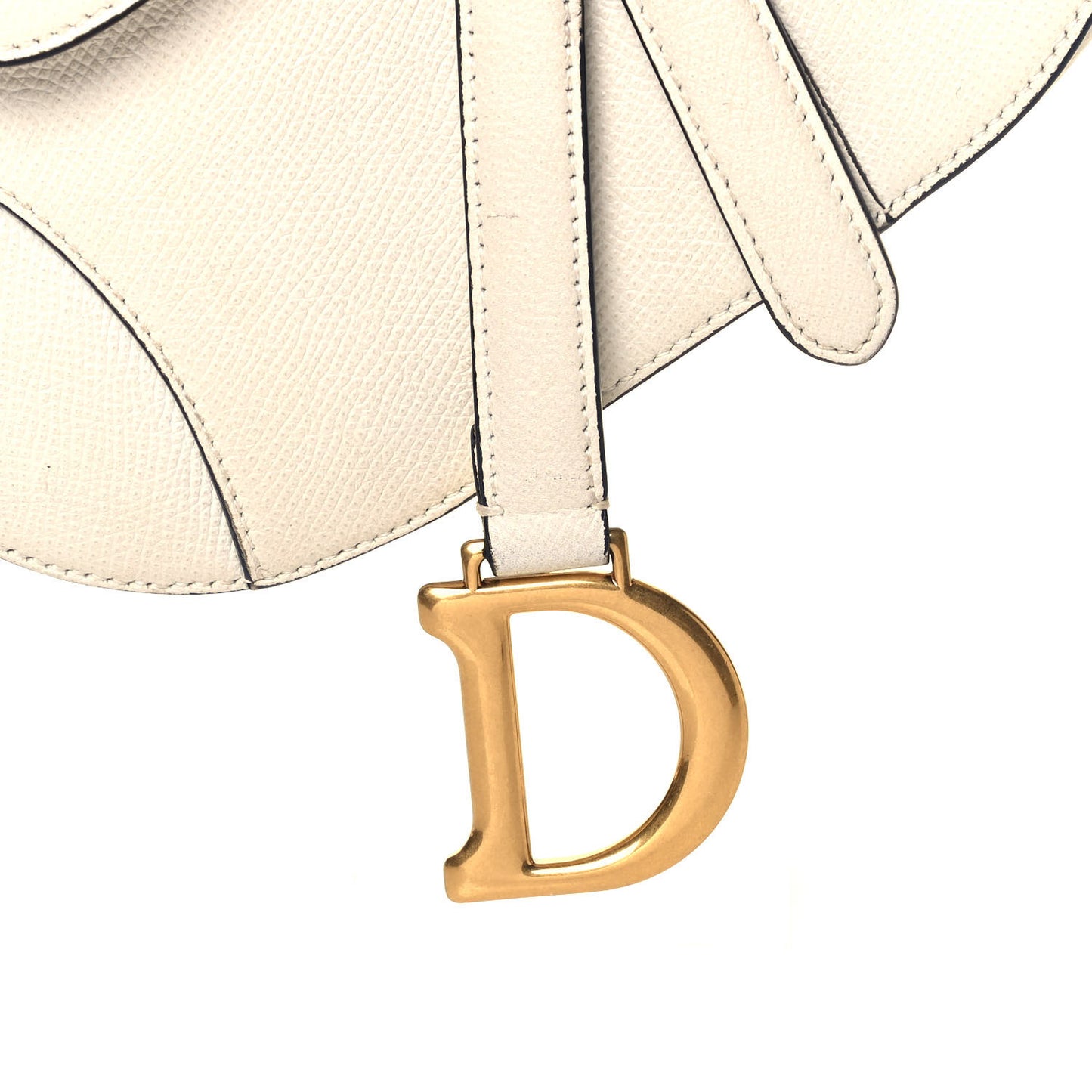 Grained Calfskin Mini Saddle Bag White