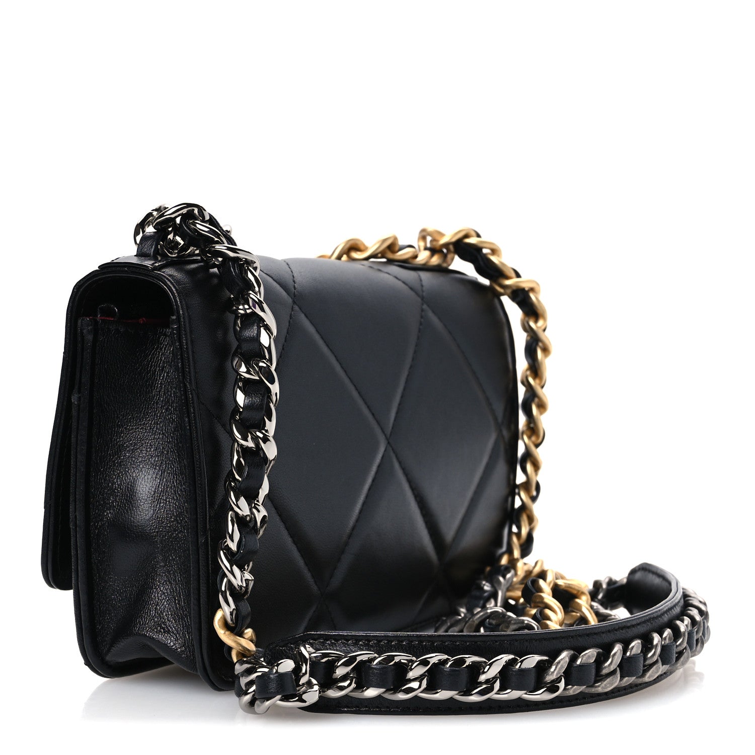 Chanel Lambskin Quilted Chanel 19 Wallet On Chain WOC Black 3 of 11
