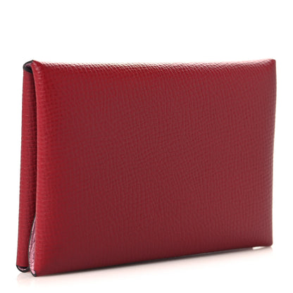 Hermes Epsom Verso Calvi Duo Card Case Rouge Grenat Mauve Sylvestre 3 of 7