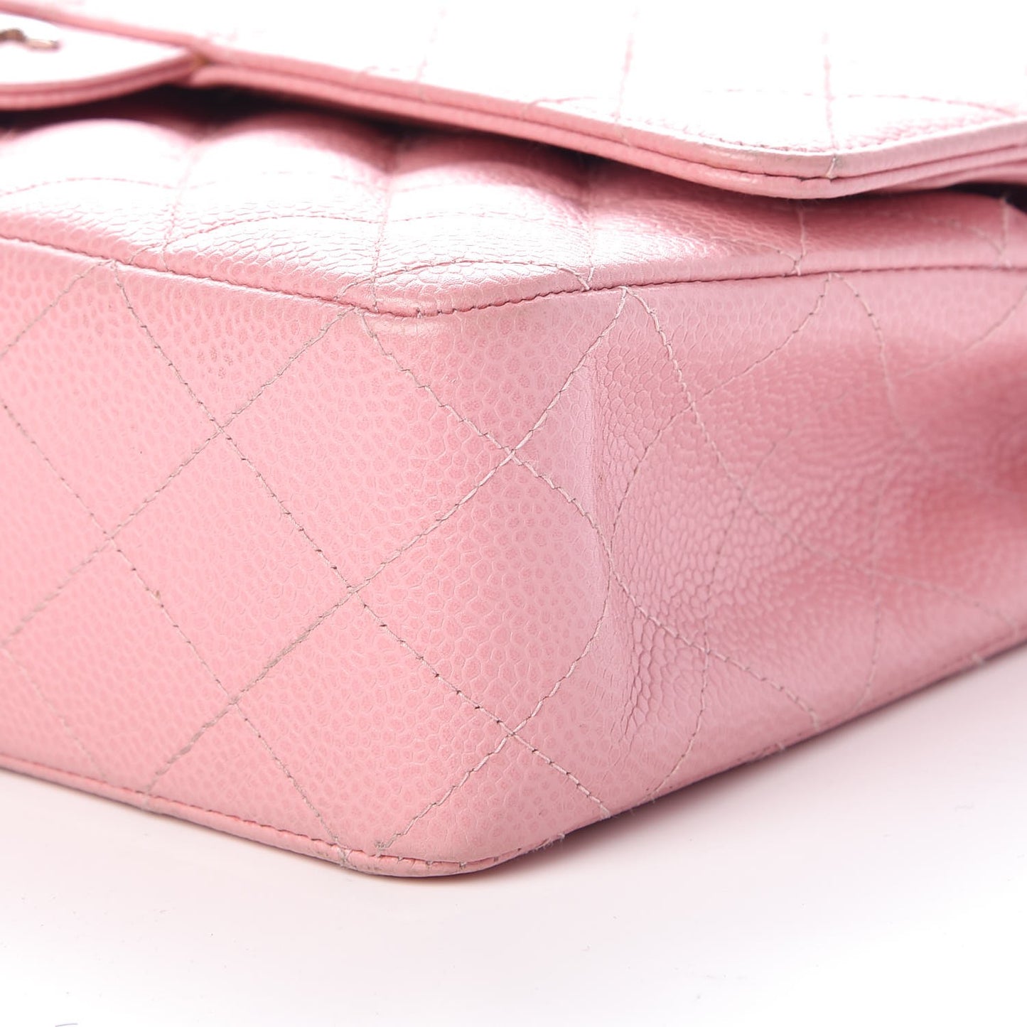 Caviar Quilted Medium Double Flap Pink