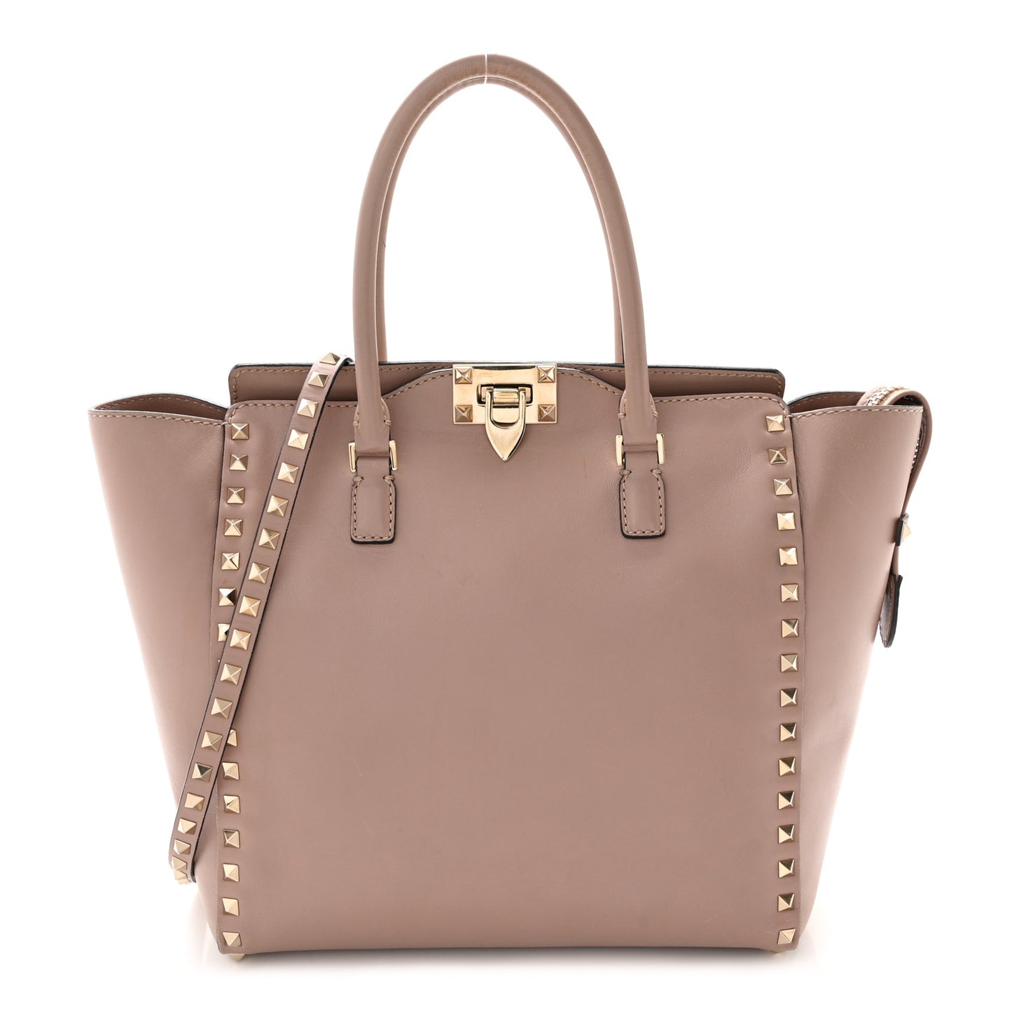 Vitello Rockstud Double Handle Tote Poudre