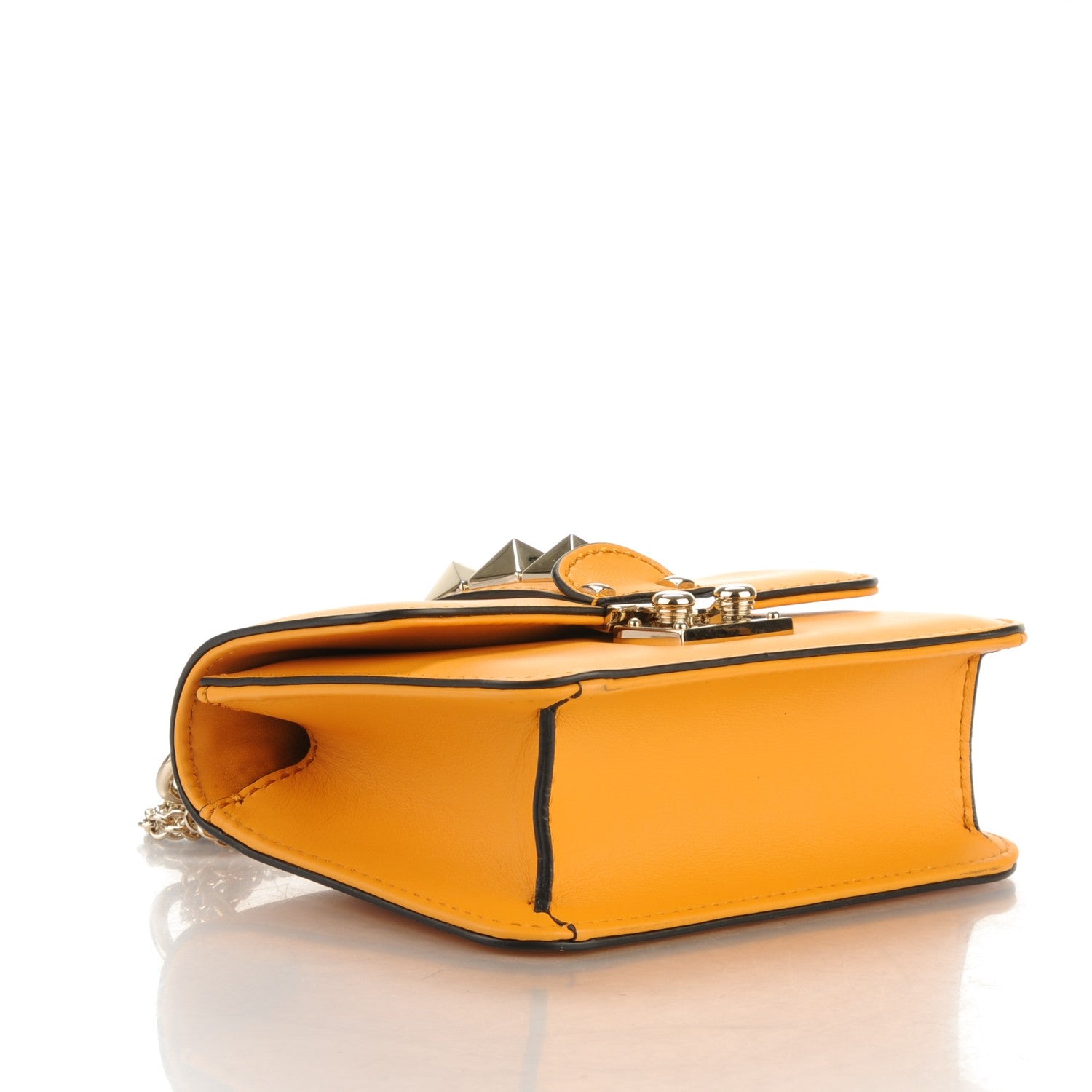 Valentino Garavani Vitello Mini Glam Lock Rockstud Flap Mandarin Sorbet 4 of 6