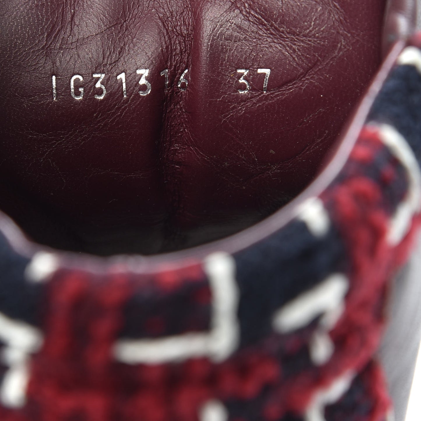 Lambskin Tweed Chain CC Sneakers 37 Burgundy Navy White
