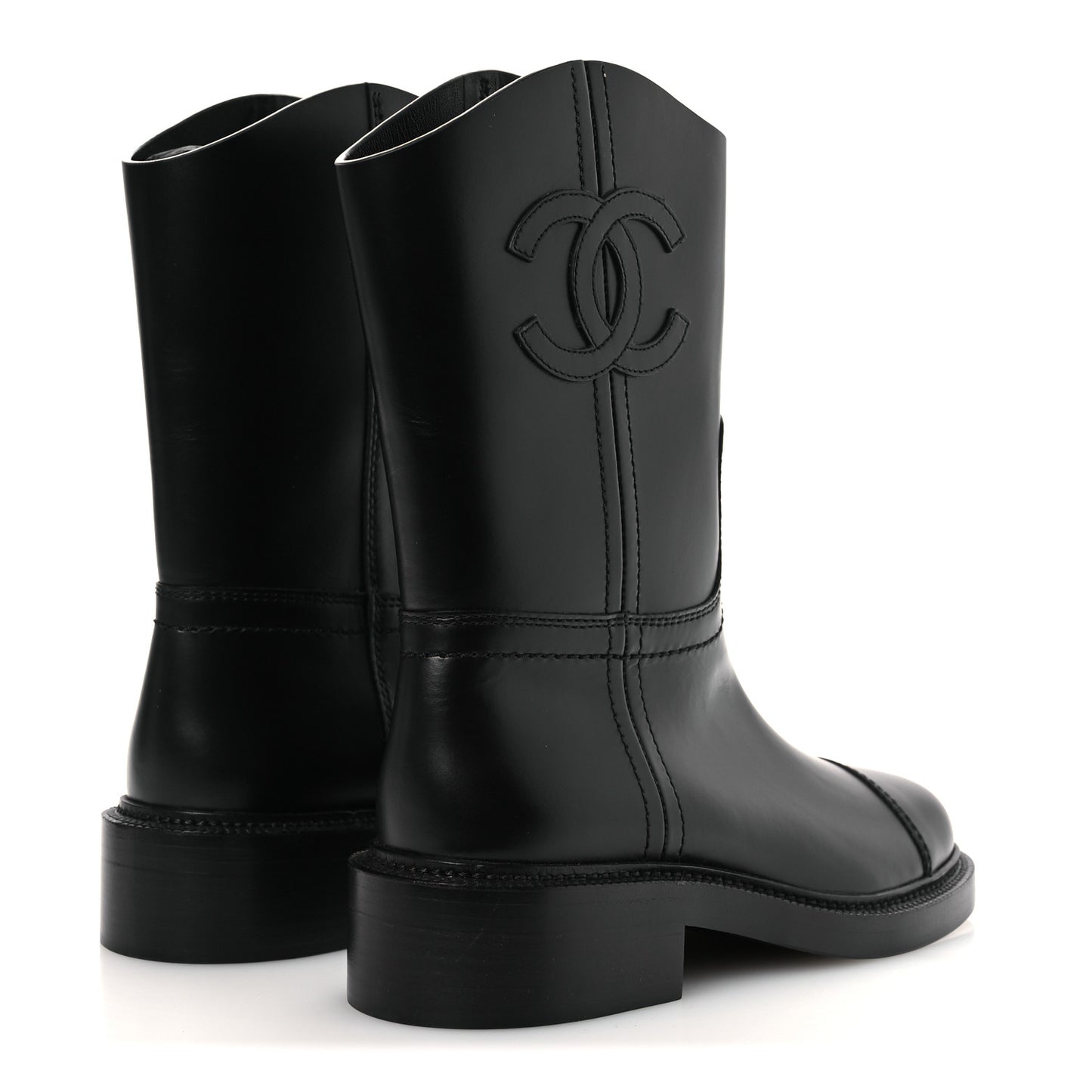 Calfskin Cap Toe Boots 37 Black