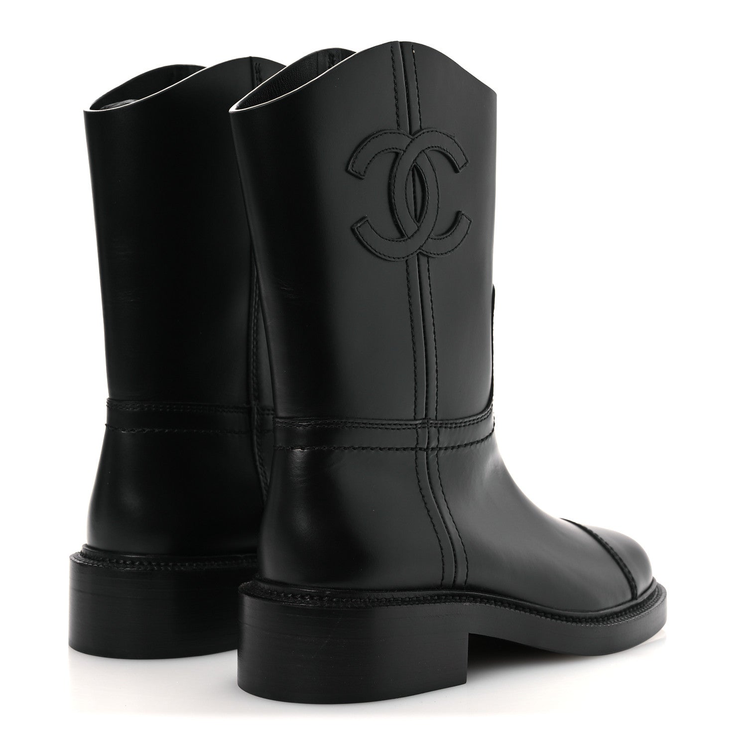 Chanel Calfskin Cap Toe Boots 37 Black 5 of 12