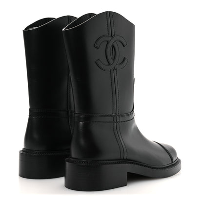 Chanel Calfskin Cap Toe Boots 37 Black 5 of 12