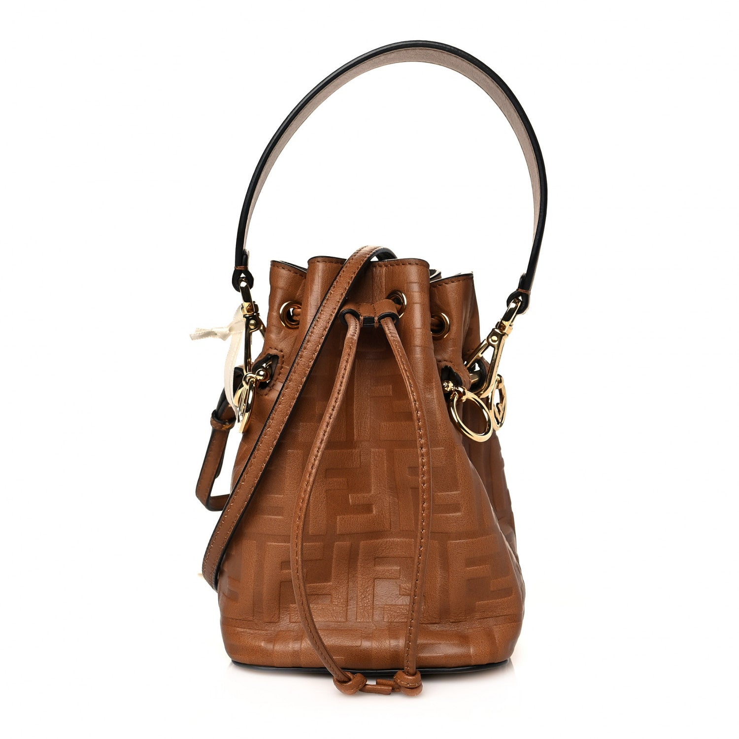 Fendi Vitello Cristallo Nature F is Fendi FF 1974 Embossed Mini Mon Tresor Bucket Bag Cuoio 1 of 10