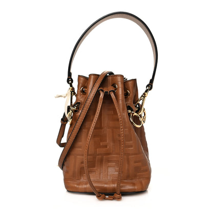 Fendi Vitello Cristallo Nature F is Fendi FF 1974 Embossed Mini Mon Tresor Bucket Bag Cuoio 1 of 10