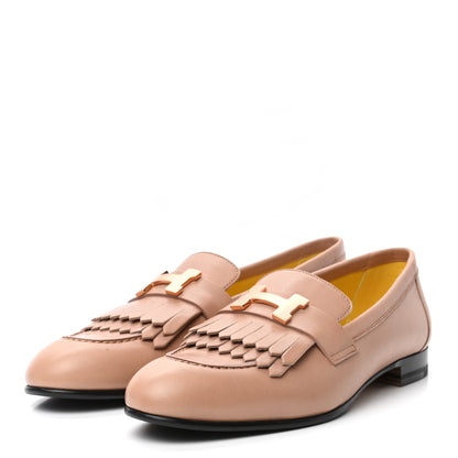 Hermes Goatskin Womens Royal Loafers 37.5 Bois De Santal 3 of 9
