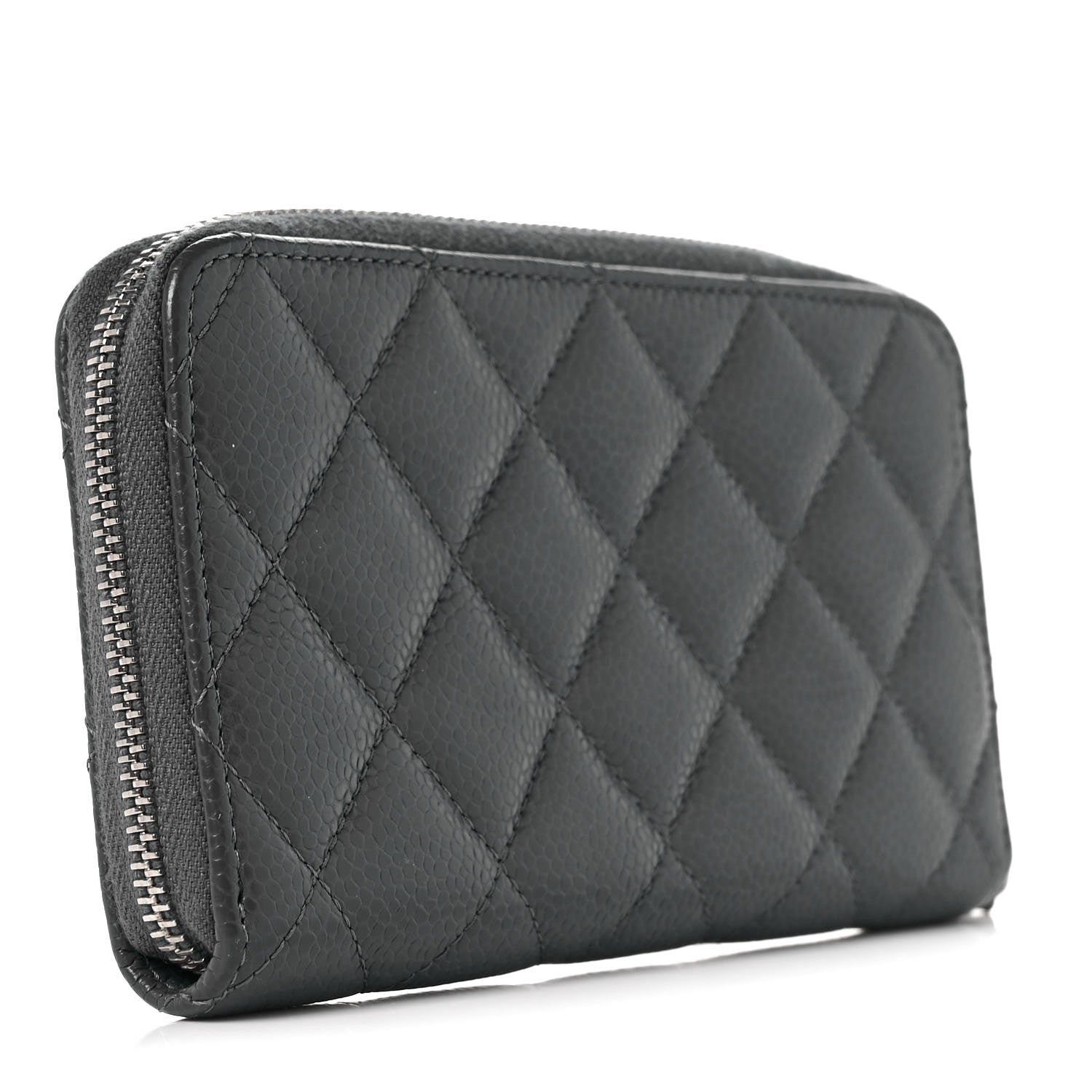 Chanel Caviar Quilted Medium Zip Around Wallet Dark Charcoal 3 of 10