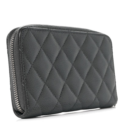 Chanel Caviar Quilted Medium Zip Around Wallet Dark Charcoal 3 of 10