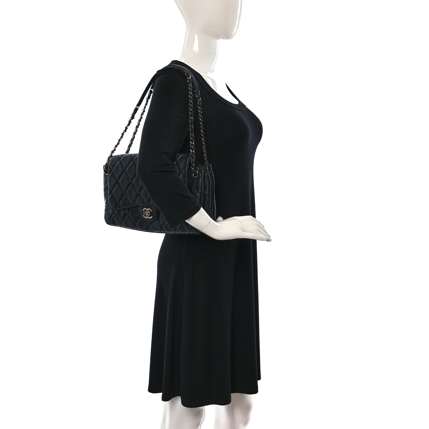 Chanel Lambskin Quilted Chanel 3 Accordion Flap Bag Black 2 of 10