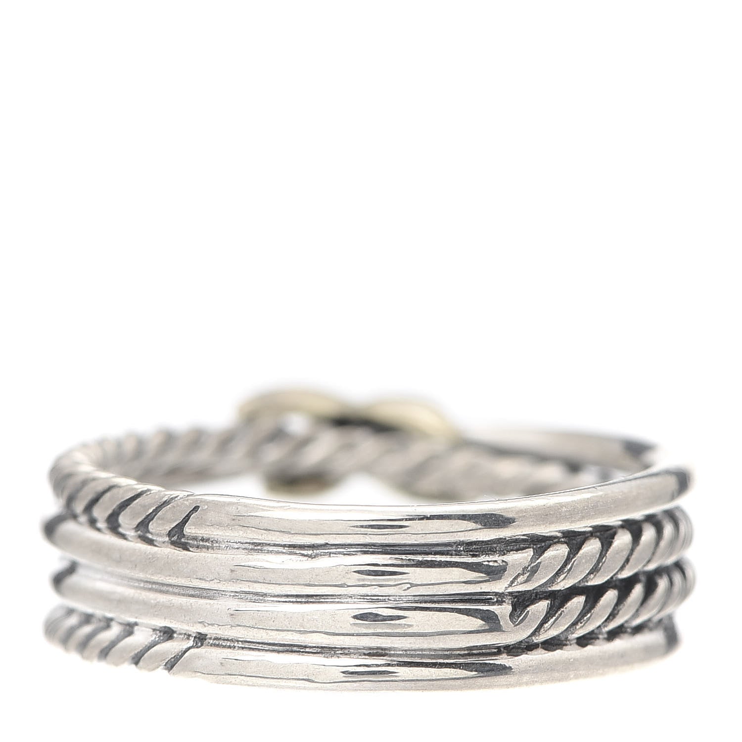 David Yurman Sterling Silver 18K Yellow Gold 6mm X Crossover Ring 54 7 3 of 4