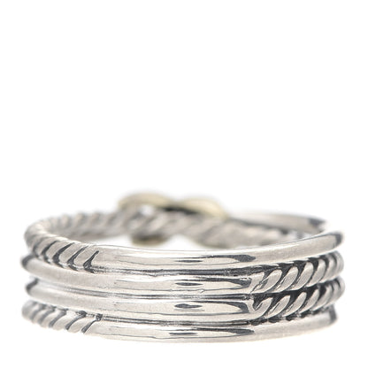 David Yurman Sterling Silver 18K Yellow Gold 6mm X Crossover Ring 54 7 3 of 4