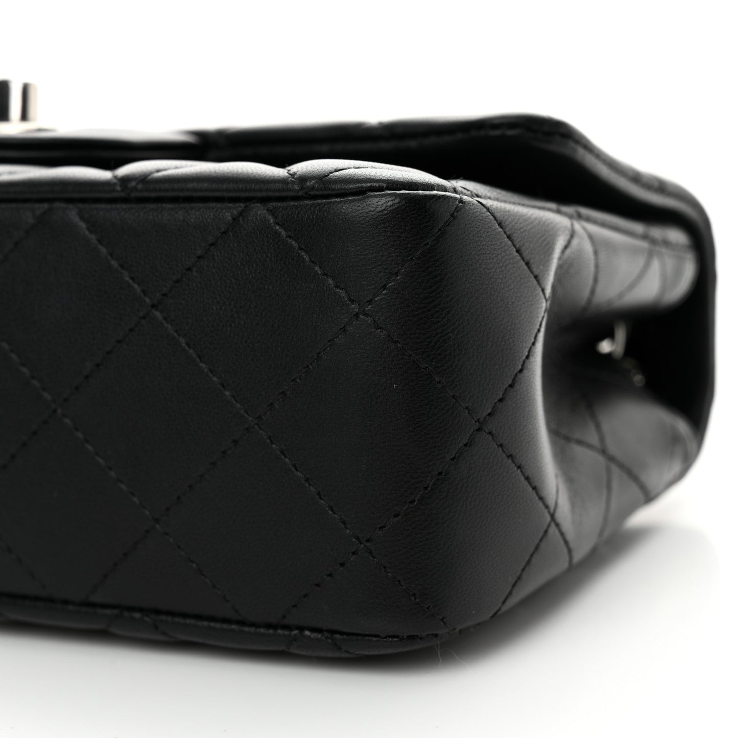 Lambskin Quilted Mini Rectangular Flap Black