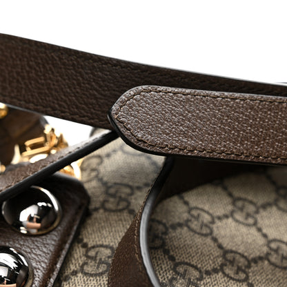 Gucci GG Supreme Monogram Textured Dollar Calfskin Web Medium Blondie Top Handle Shoulder Flap Bag Beige Ebony New Acero 12 of 14