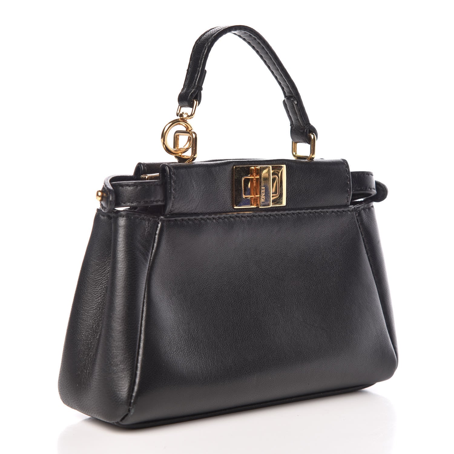 Fendi Nappa Micro Peekaboo Iconic Satchel Black 3 of 10