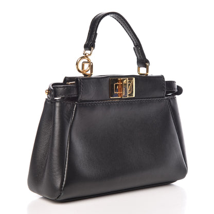 Fendi Nappa Micro Peekaboo Iconic Satchel Black 3 of 10