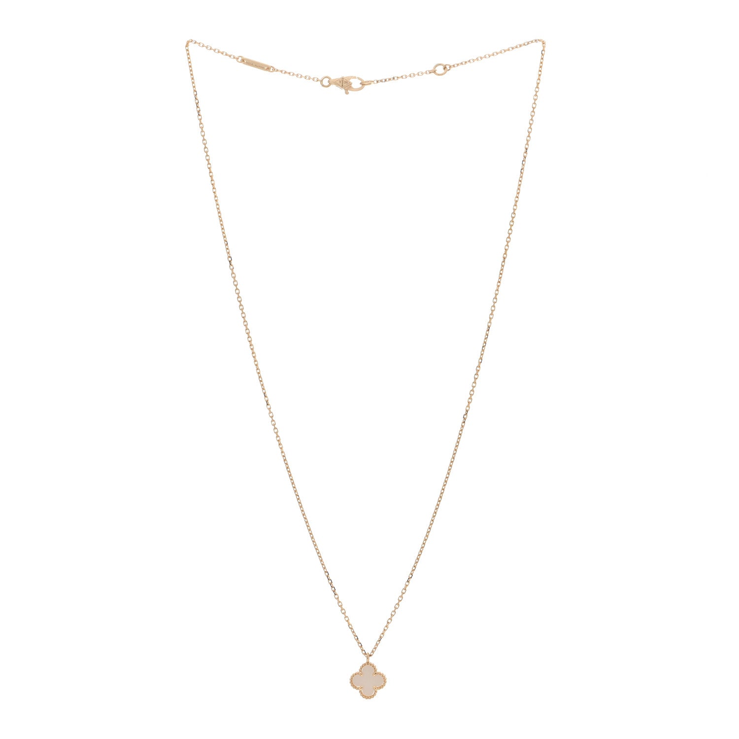 Van Cleef & Arpels 18K Yellow Gold Mother of Pearl Sweet Alhambra Pendant Necklace 3 of 5