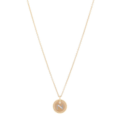 David Yurman 18K Yellow Gold Diamond Initial N Charm Necklace 1 of 6