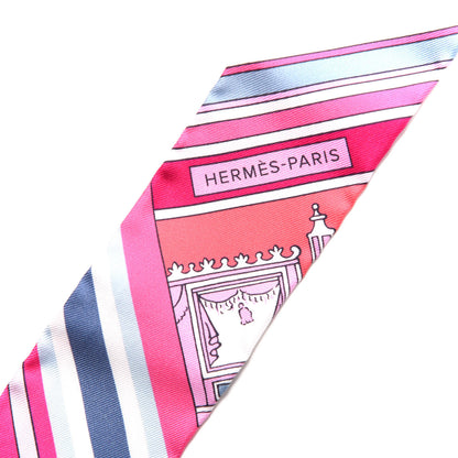 Hermes Silk Washington's Carriage Detail Twilly White Rose Vif Gris 4 of 4