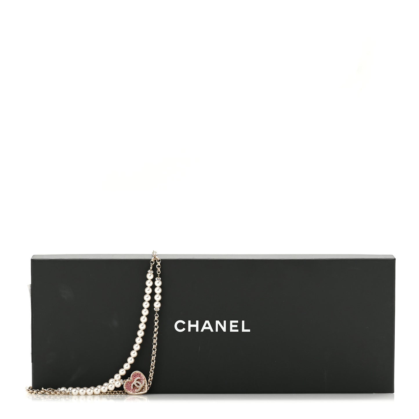 Pearl Crystal CC Heart Multi Strand Necklace Gold White Pink