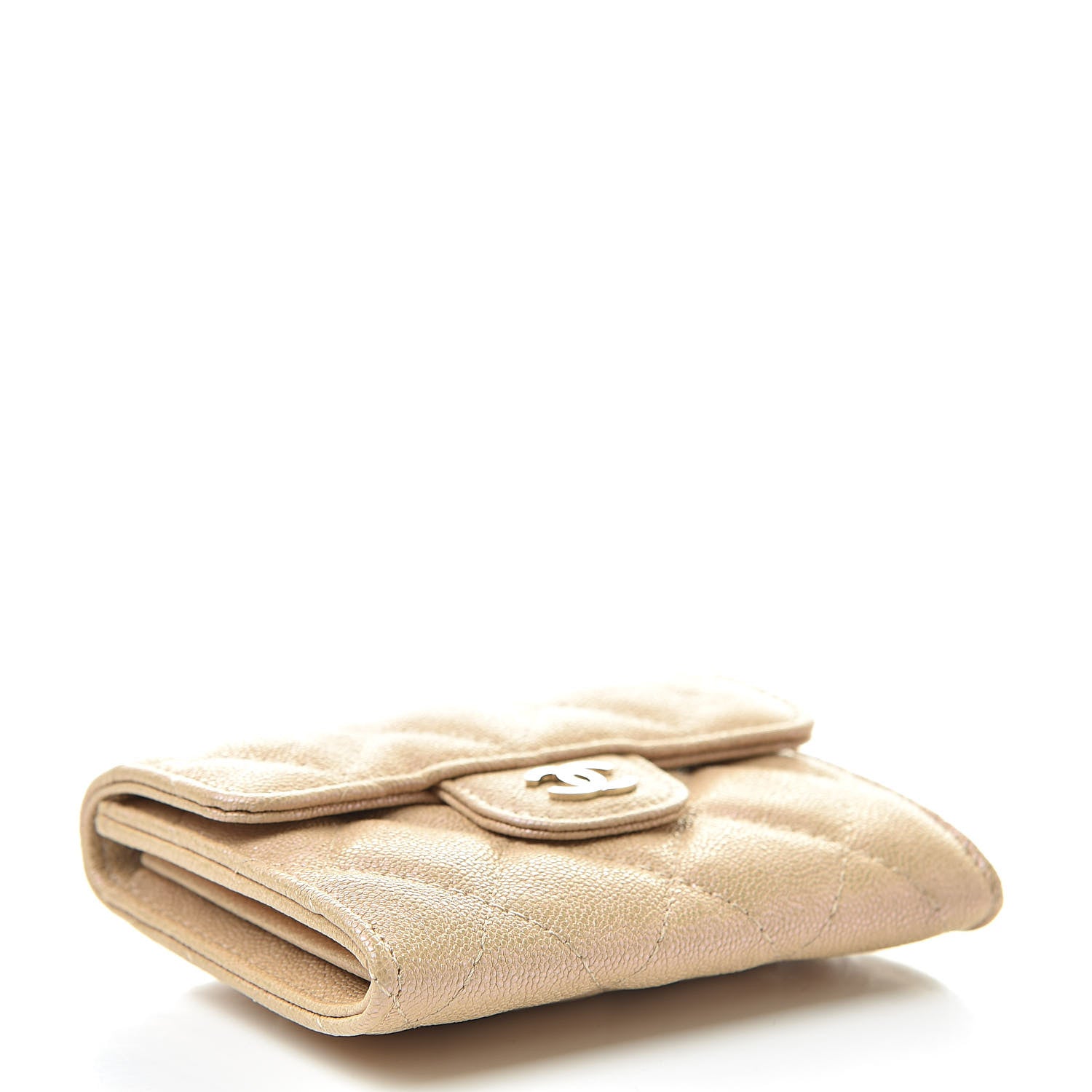 Chanel Iridescent Caviar Quilted Flap Card Holder Wallet Beige 4 of 9