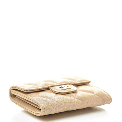 Chanel Iridescent Caviar Quilted Flap Card Holder Wallet Beige 4 of 9