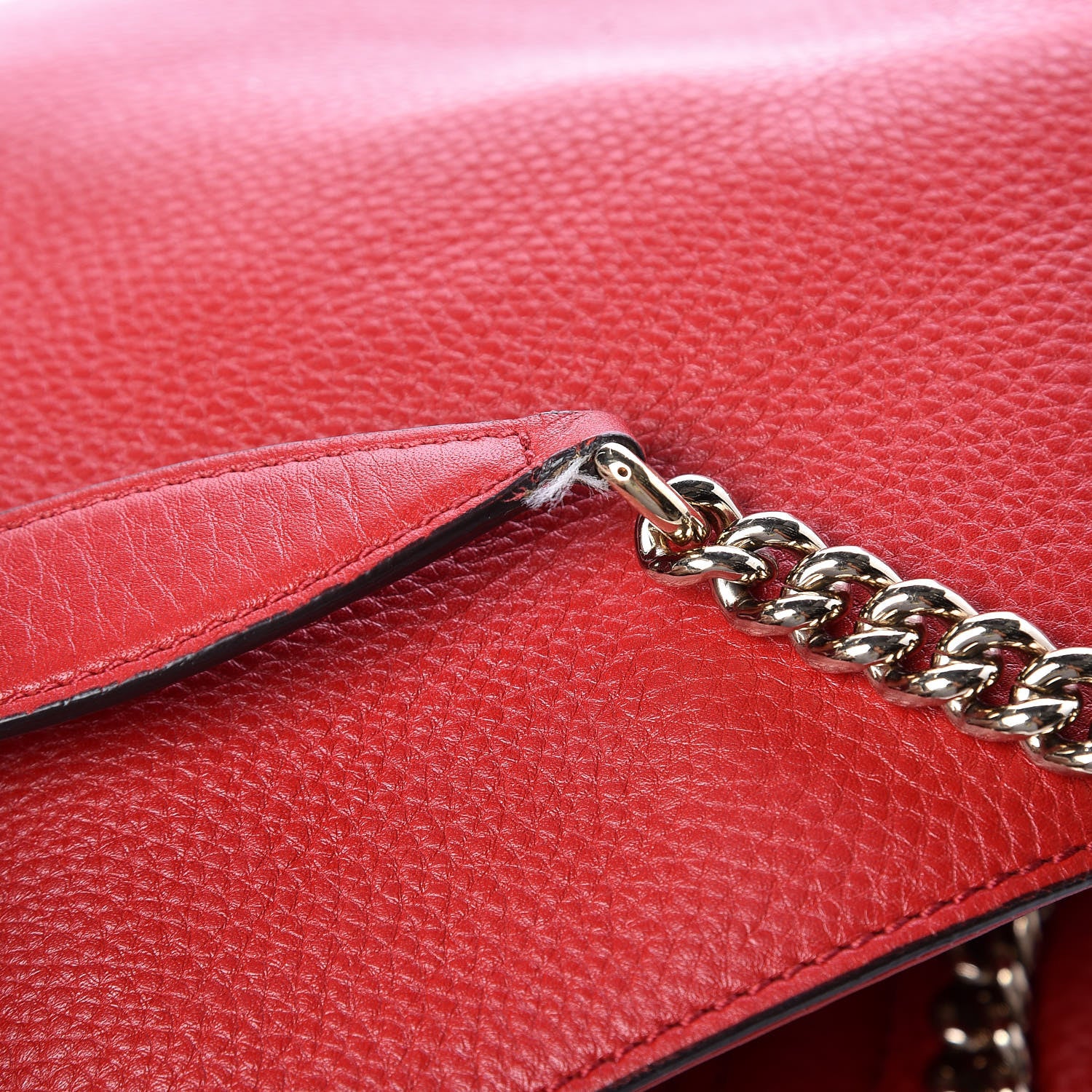 Gucci Pebbled Calfskin Large Soho Chain Shoulder Bag Tabasco Red 12 of 20