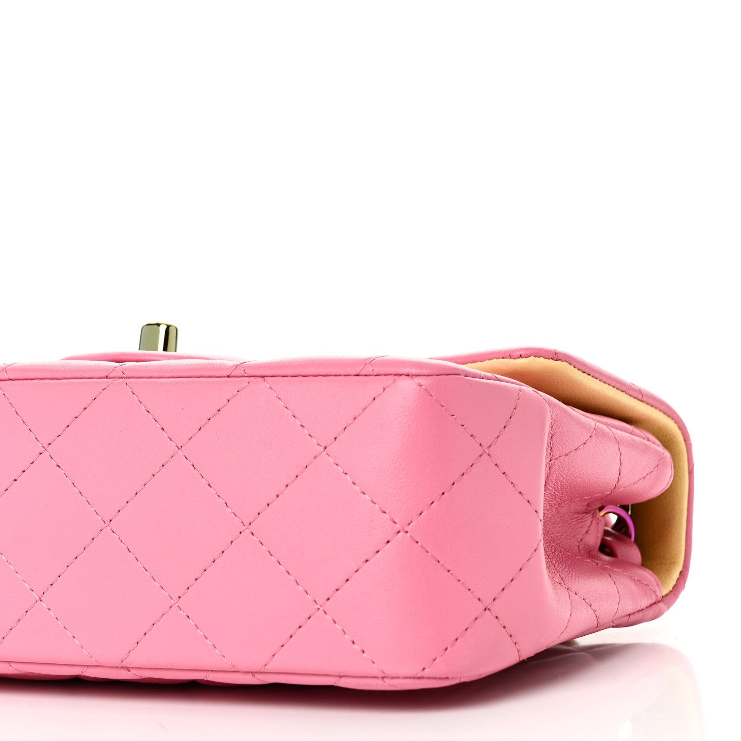 Chanel Lambskin Quilted Mini Rectangular Flap Pink Yellow 10 of 11