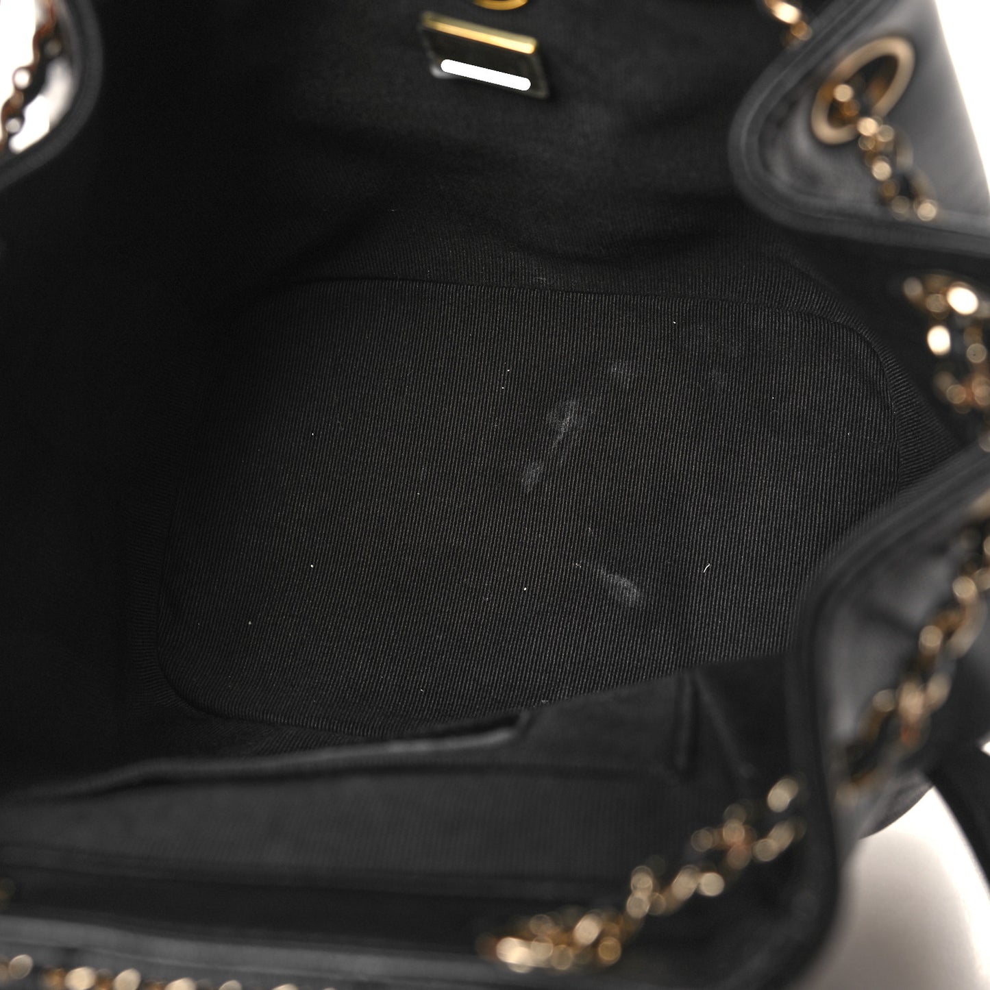 Lambskin Quilted Small Duma Drawstring Backpack Black