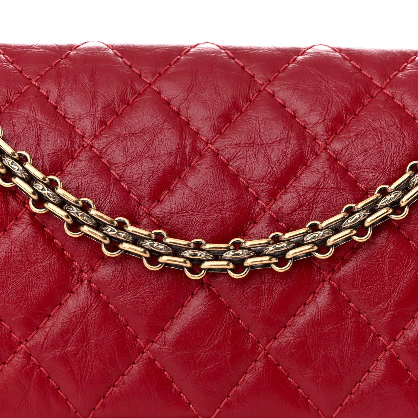 Aged Calfskin Quilted 2.55 Reissue 225 Flap Red